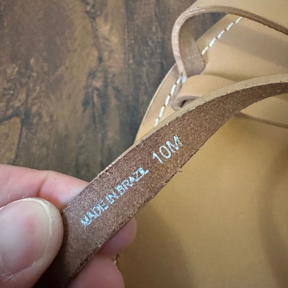 MADEWELL Boardwalk Trio Strap Slide Sandals in Tan Leather BRAZIL MADE - Picture 8 of 9